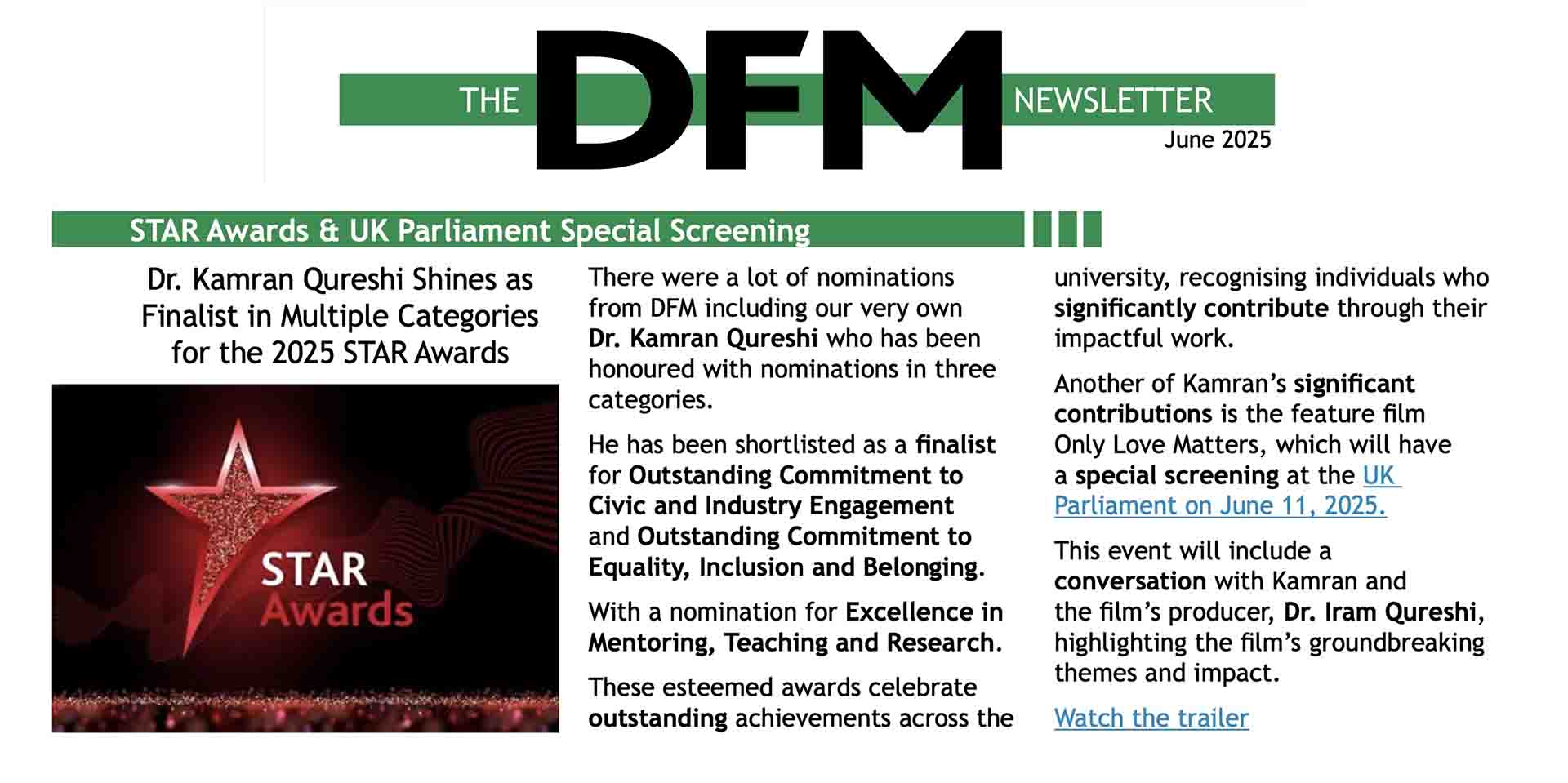 The DFM June – STAR Awards & UK Parliament Special Screening